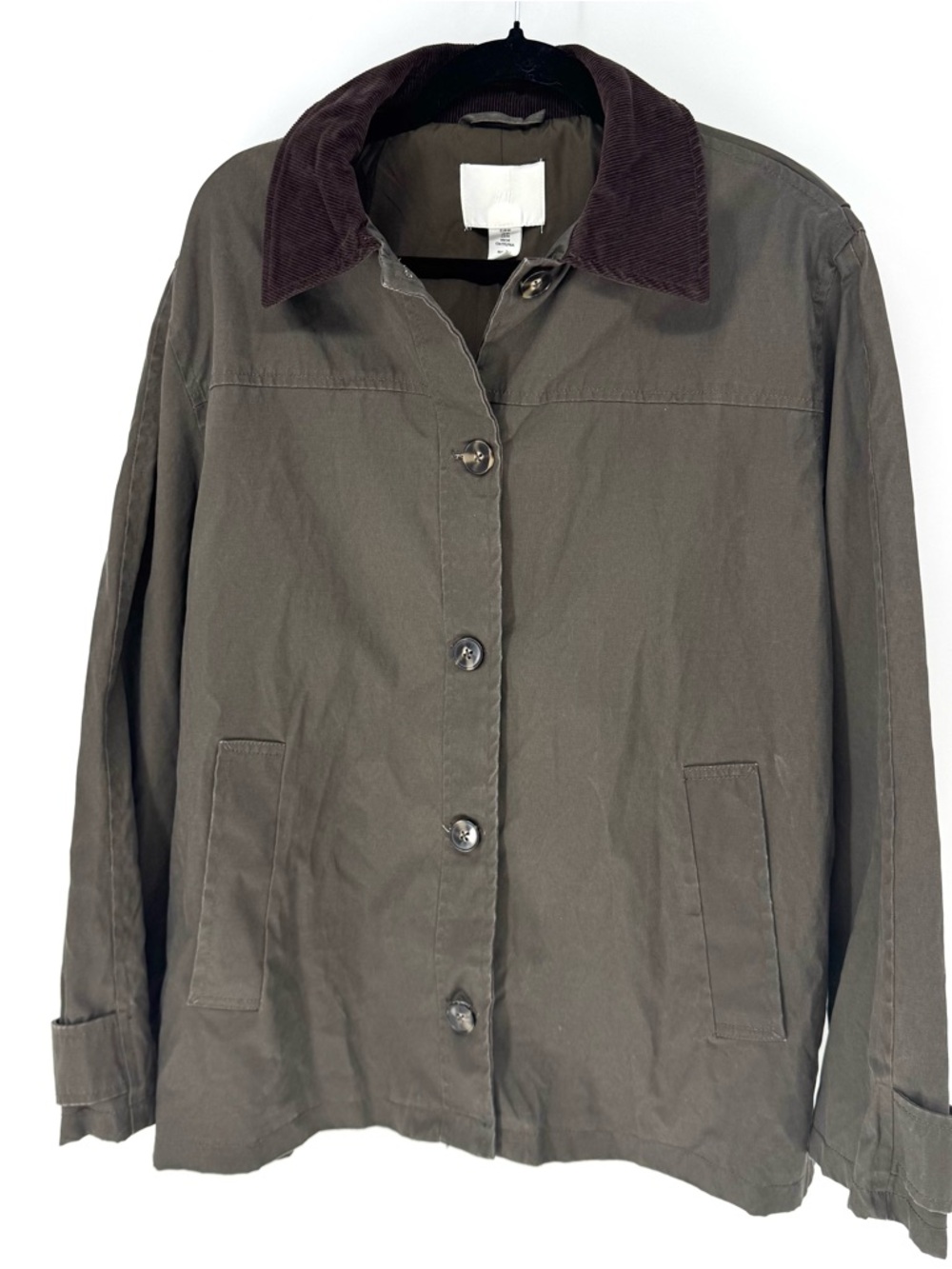 H&M unisex Utility Jacket with Brown Corduroy Collar barn coat medium